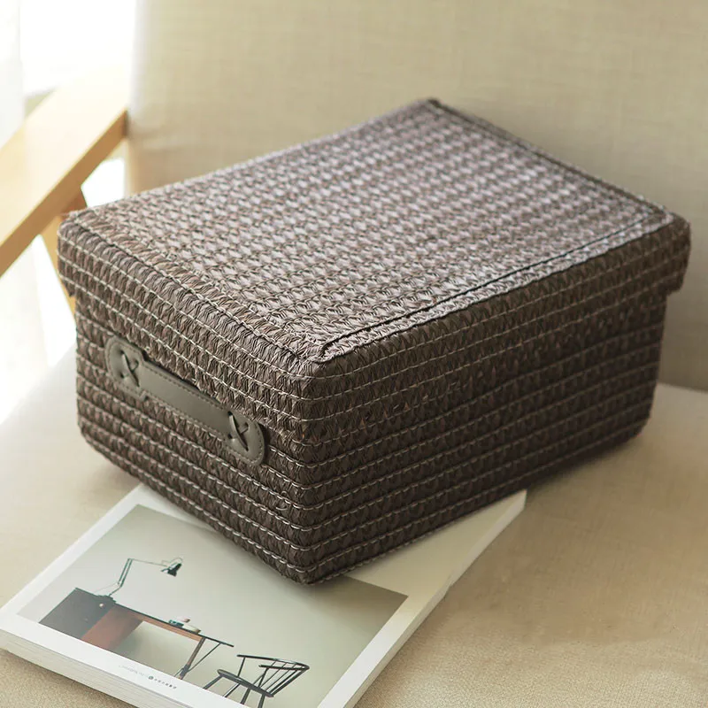 Новая плетеная корзина для хранения имитация соломы серия настольный шкаф с