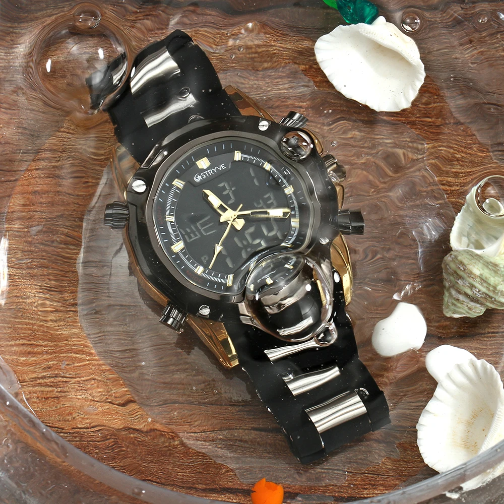 Часы Montre Homme STRYVE для мужчин спортивные водонепроницаемые часы из силиконовой