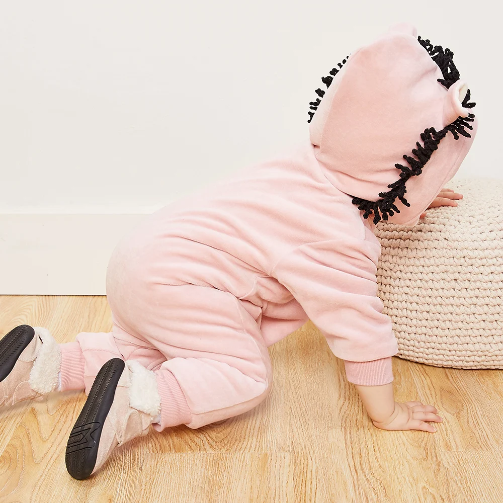 Мини комбинезон Balabala Baby Critter хлопковый цельный с длинными рукавами и капюшоном на
