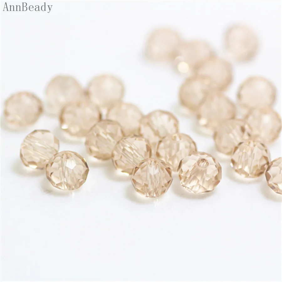 tender rose AnnBeady, одноцветные красные, серебристые, 4x6 мм, 50 шт., австрийские граненые стеклянные бусины Rondelle, бусины для изготовления ювелирных изделий - Цвет: tender rose