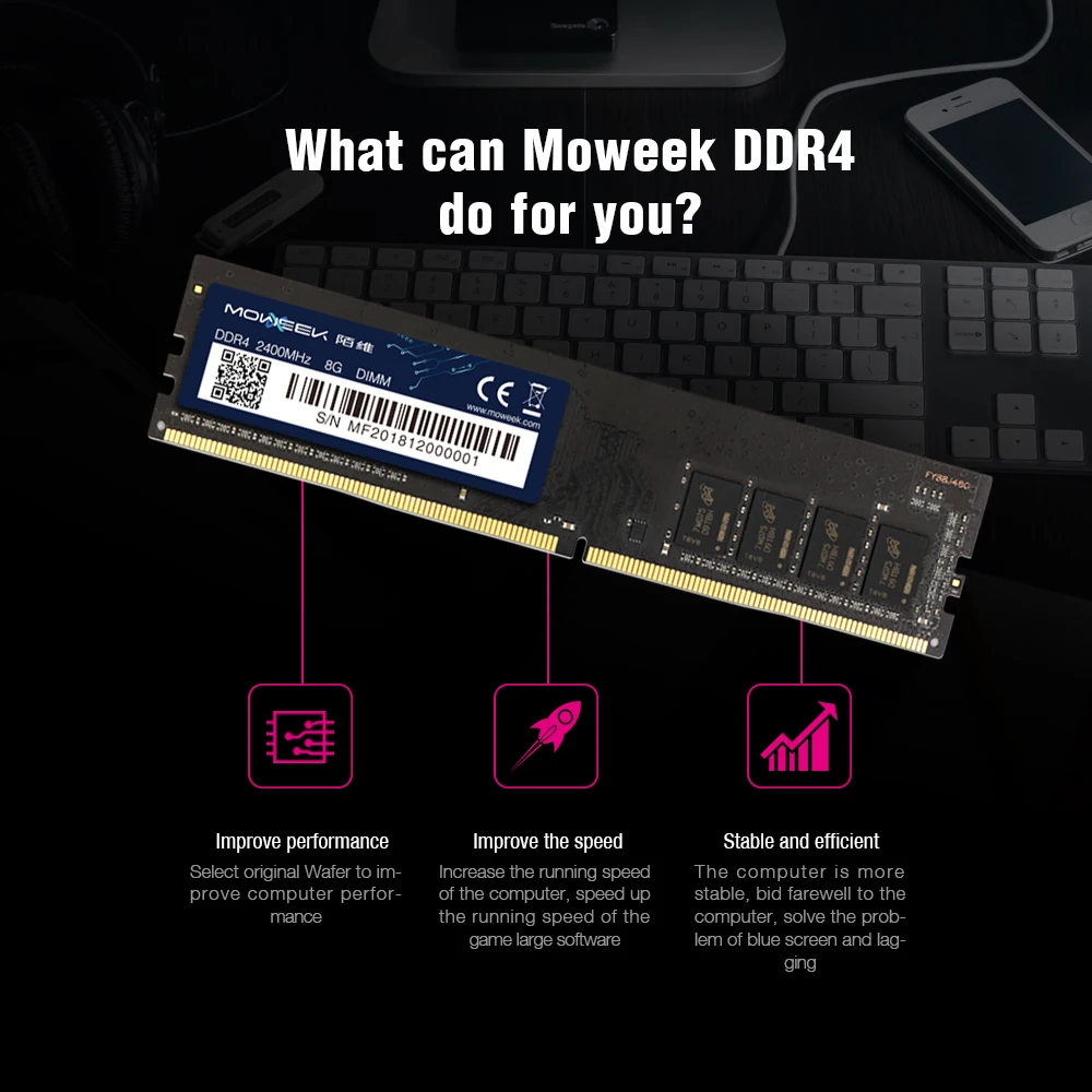 Moweek ram ddr4 8 Гб Компьютерная память supermicro 2400 МГц 288PIN 1 2 в для настольных аксессуаров