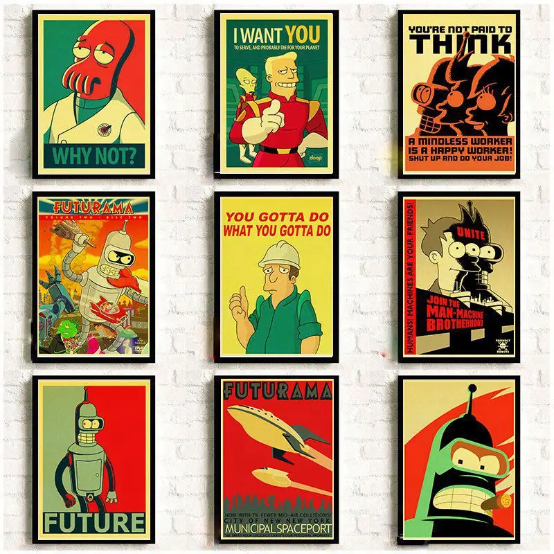 Американский комикс ТВ серия Futurama Ретро плакаты Винтаж крафт-бумага принты настенная живопись хорошее качество декоративный декор стен