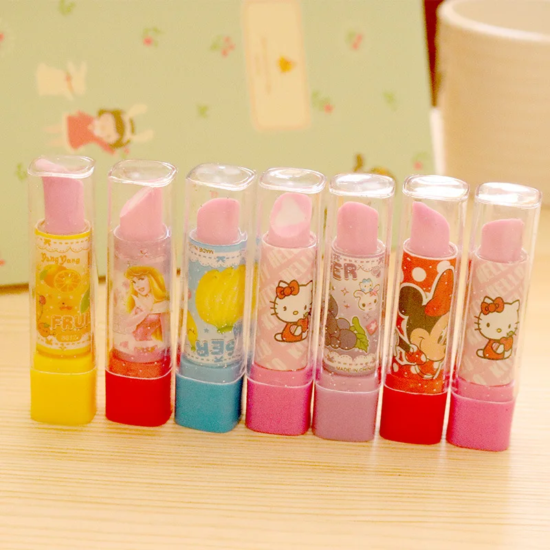 1 шт. принцессы с рисунком Kitty фруктов Lip stick Форма Новинка Ластики резиновая