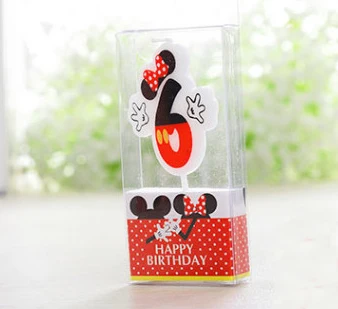 Mickey 6 1 шт. с днем рождения, мультяшная свеча, Микки, Минни Маус, свеча, юбилейный торт, цифры, От 0 до 9 лет, свеча, украшения для детской вечеринки, сделай сам - Цвет: Mickey 6