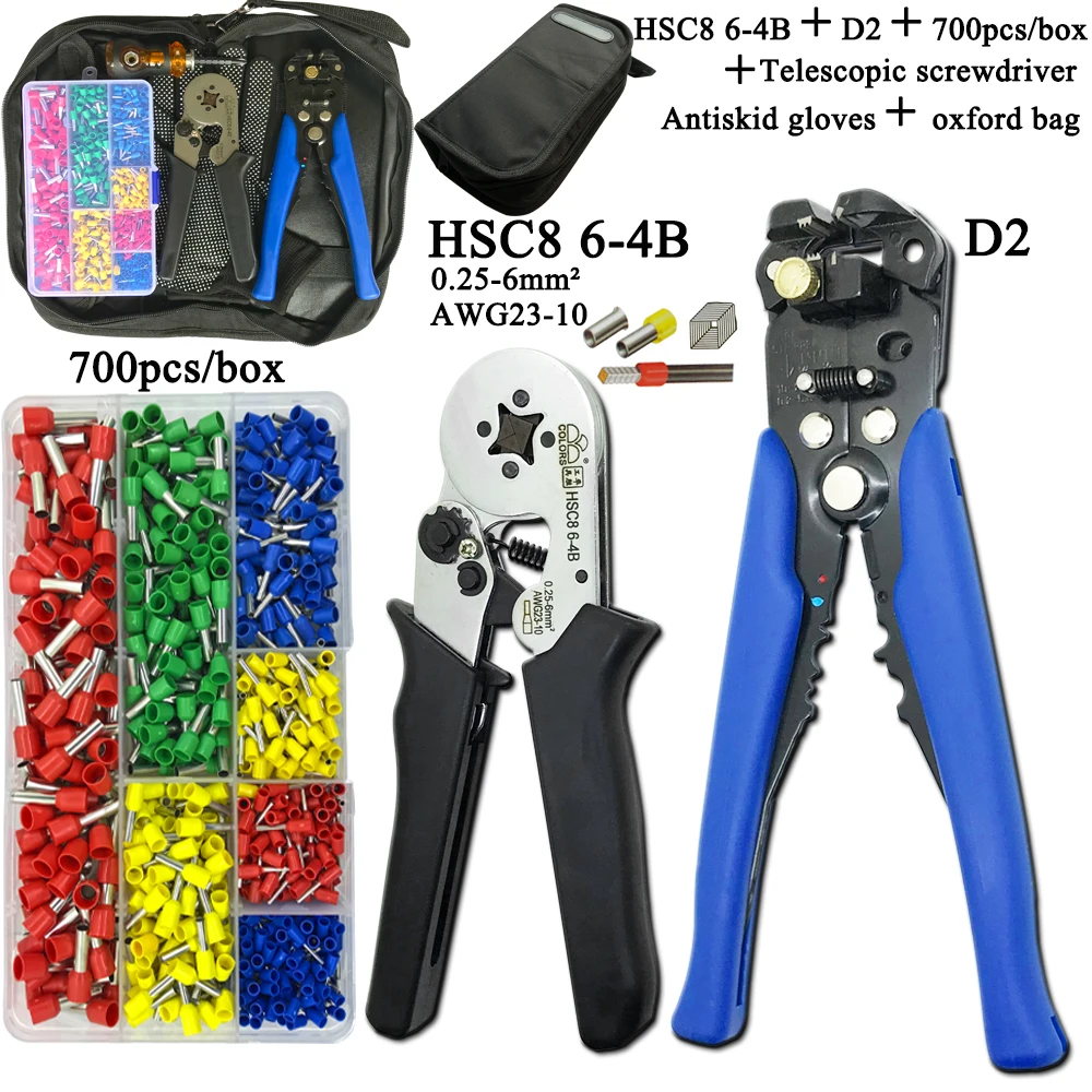  Electrician Pliers Junction Box Mini Tool Kit HSC8 6 4 0.25 6mm2 23 10AWG Crimping Wire Stripping:10 24awg 0.2 6.0mm2|Плоскогубцы| |