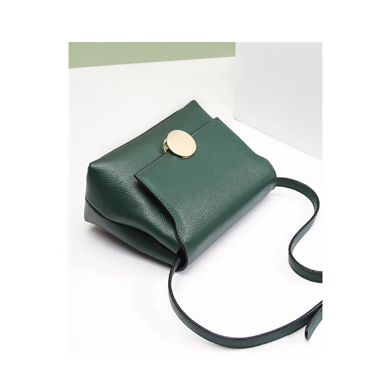 Круглая пуговица кожаная сумка через плечо для женщин женская мессенджер из 100%