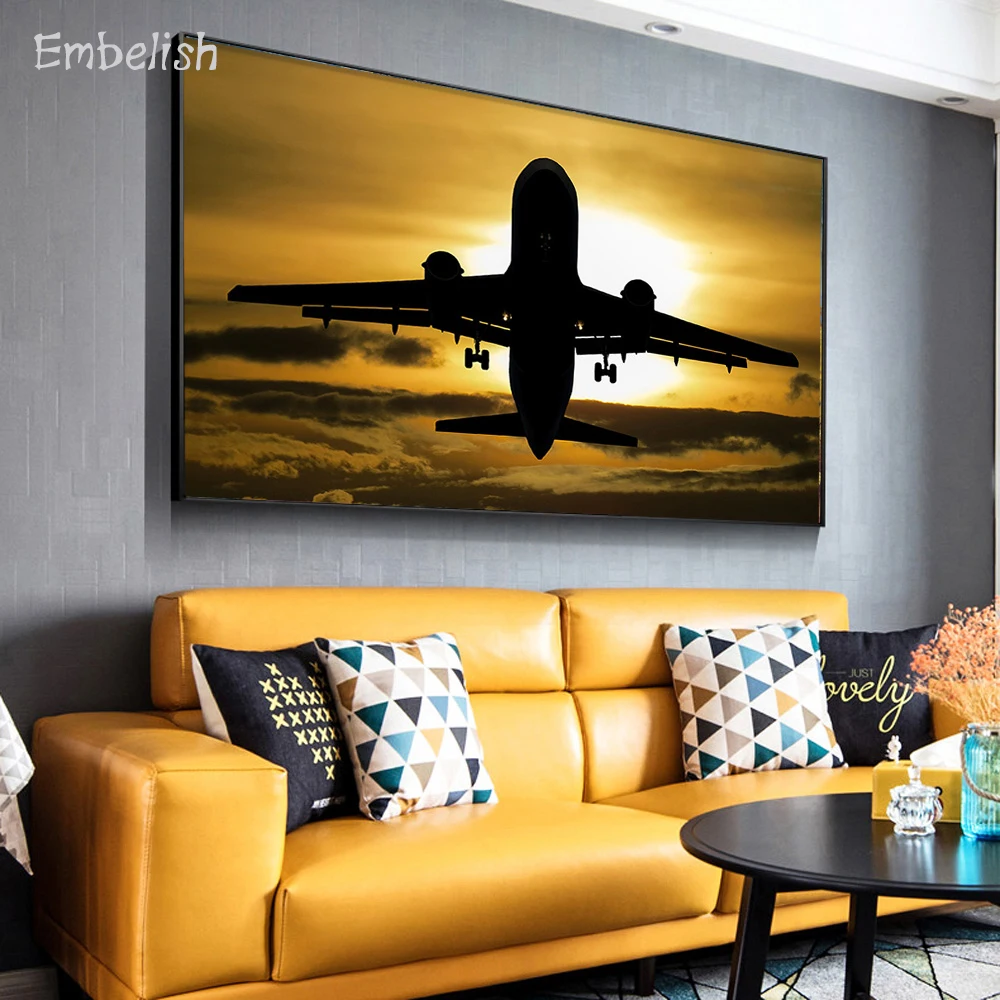 

Embelish 1 Pieces Drop Shipping Aircraft Big Size Wall Art Posters For Living Room Modern Home Decor Pictures HD Canvas Painting