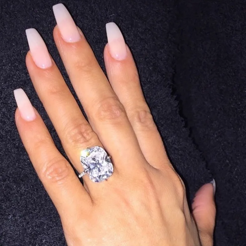 Сверкающие женские кольца 925 пробы серебро 5ct квадратный AAAA фианит обручальные кольца для женщин Свадебные массивные вечерние ювелирные изделия