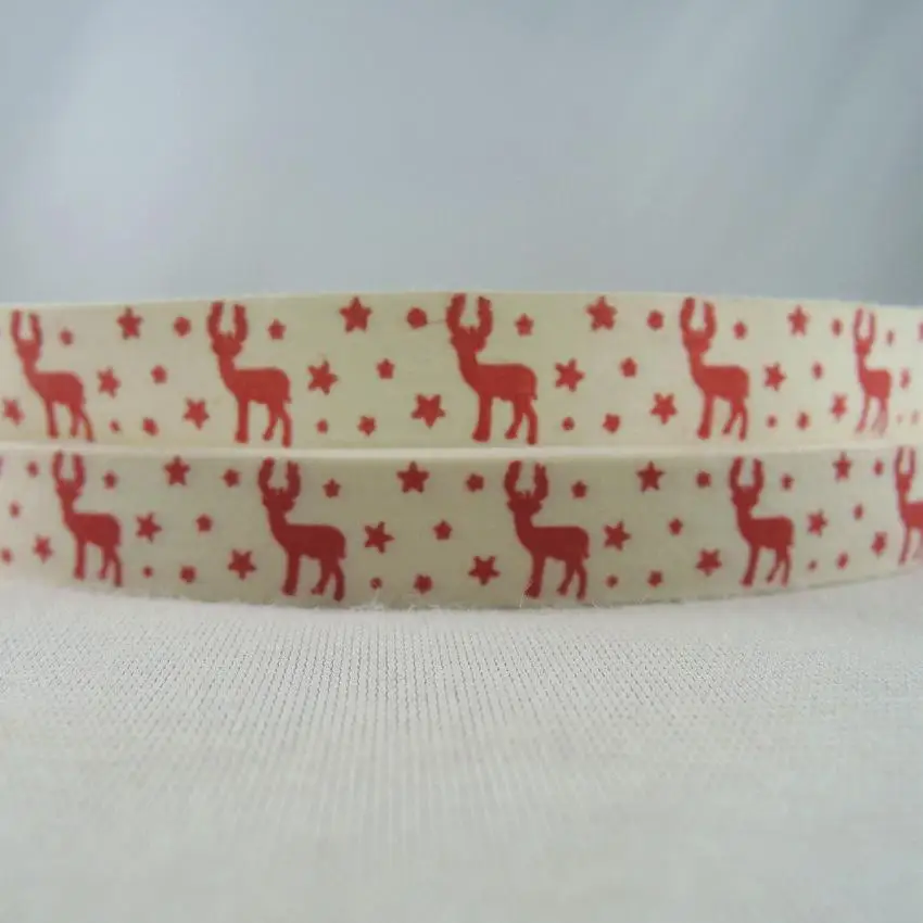Печатные рождественские олени 5/8 &quot15 мм хлопковые ленты ручной работы тканые