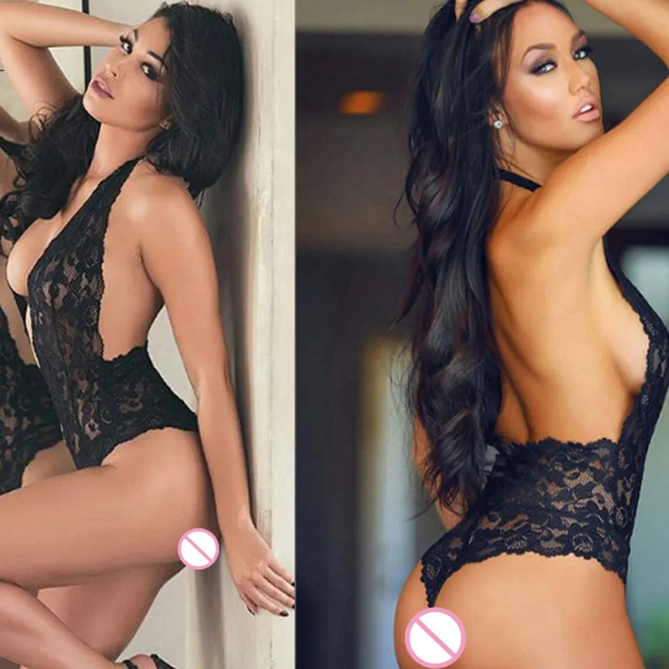 2018 Babydoll сексуальное черное нижнее белье Тедди кружевное женское с открытой