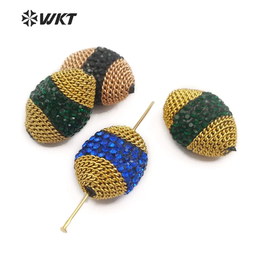 JF324 Trendy Oval Rhinestone Paving And Metal Decorative Beads Accessories Can Production Elegant Jewelry For Women | Украшения и