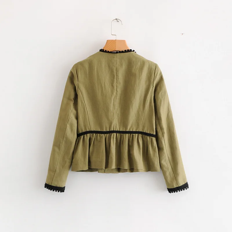 Женские элегантные кисточки лоскутное пальто куртки с длинным рукавом army green