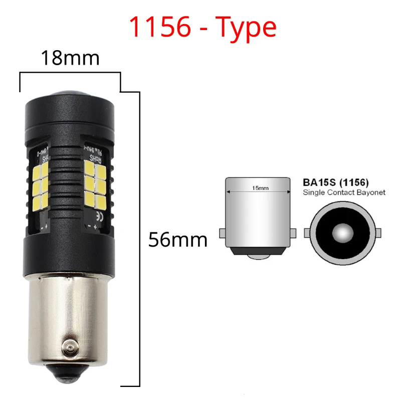1156 2X P21W светодиодный PY21W 1156 BA15S светодиодный лампы автомобиля светильник s 1200Lm сигнал поворота Стоп-сигнал светильник R5W 3030 светодиодный s 12V 24V автомобилей лампы - Испускаемый цвет: 1156