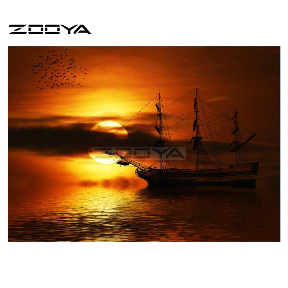 

ZOOYA diamond pianting Sailboat Scenery 5D Round Diamond Painting Diamond Mosaic picture of rhinestone Diamond Embroidery R2948