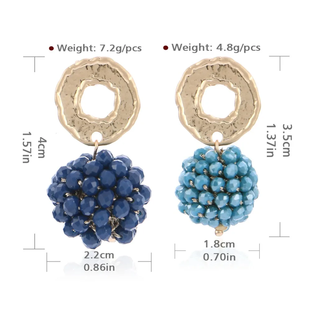

Badu Crystal Crochet Ball Pendant Stud Earring for Women Girls Random Color 1 Pair Small Cute Earrings Fashion Jewelry Wholesale
