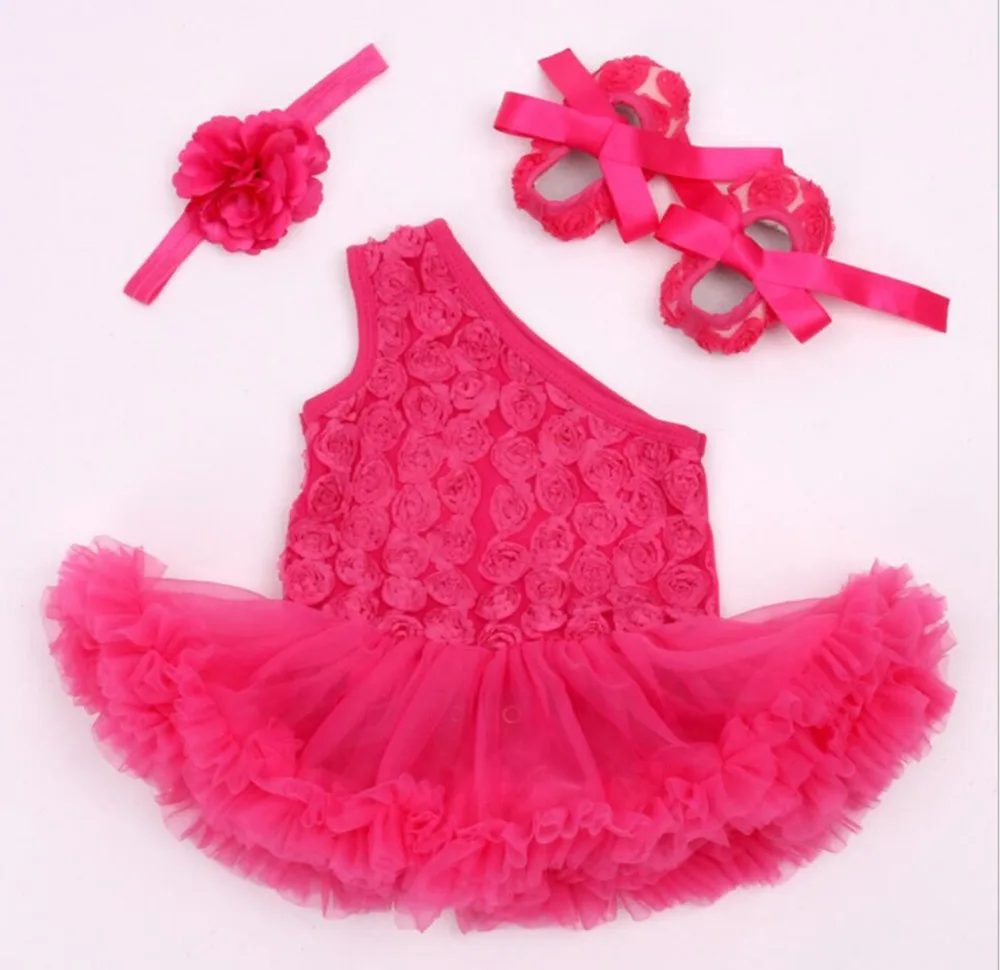 Pinkbabi/Детские комбинезоны 3 шт./компл. 4 однотонных цвета Кружевное платье пачка с