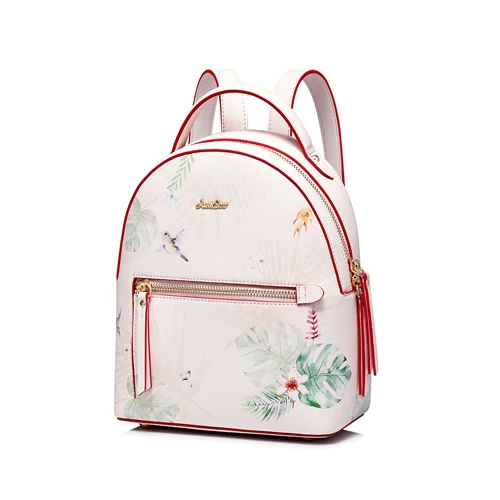 Розовый Бренд JUST STAR, женский рюкзак из искусственной кожи, женские модные двойные сумки на плечо с цветочным принтом, повседневный рюкзак для путешествий - Цвет: Розовый