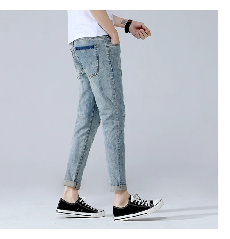 Для мужчин джинсы Classis Винтаж серый Slim Fit прямые мужские джинсы деним Повседневные длинные брюки ретро брюки брендовые джинсы niu2053