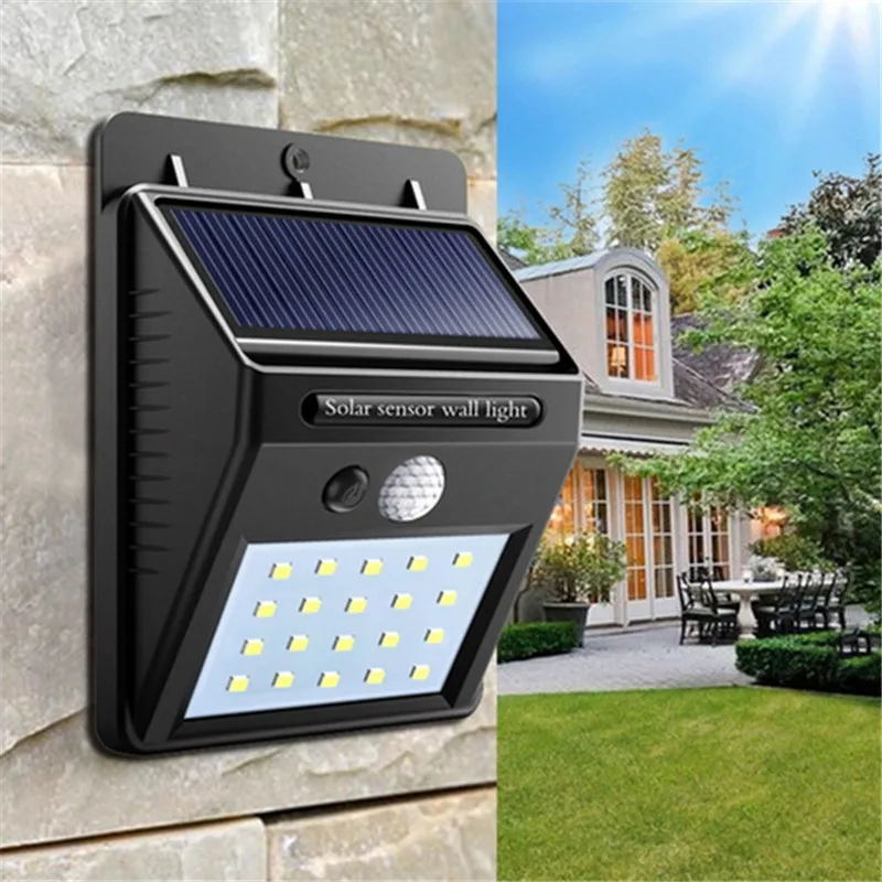 CLAITE Солнечная энергия 20 LED PIR датчик движения настенный светильник