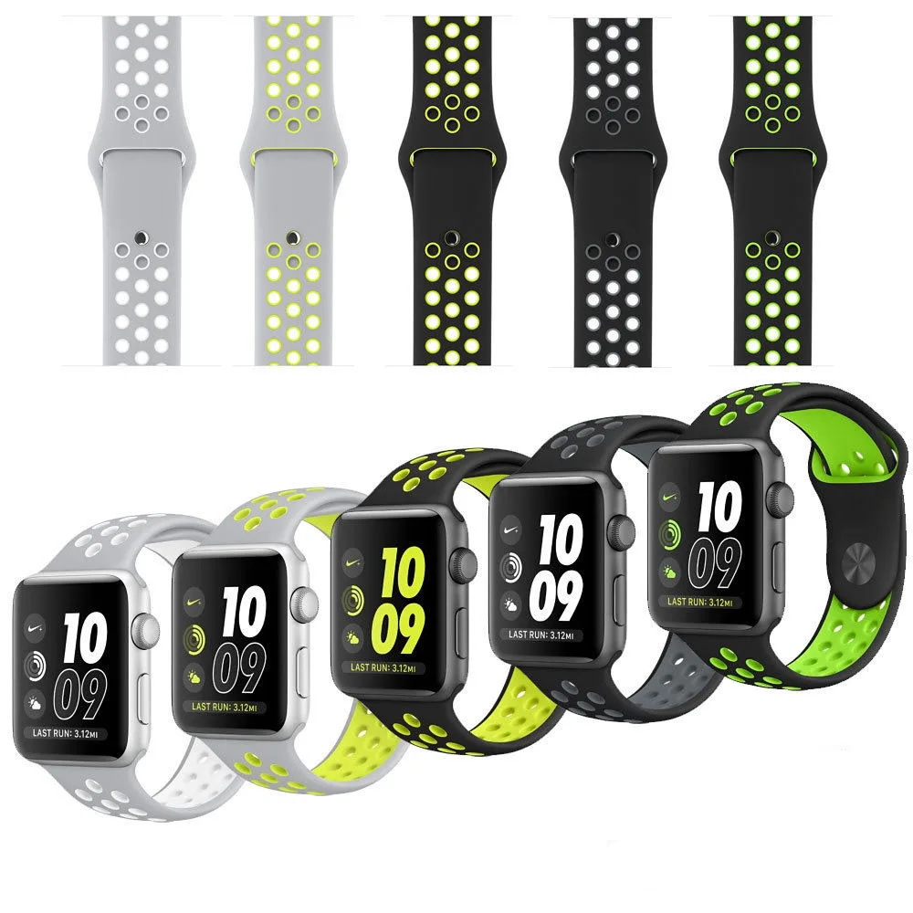 Спорт Силиконовый ремешок для Apple Watch группа 42 38 мм браслет на запястье часы iwatch Nike