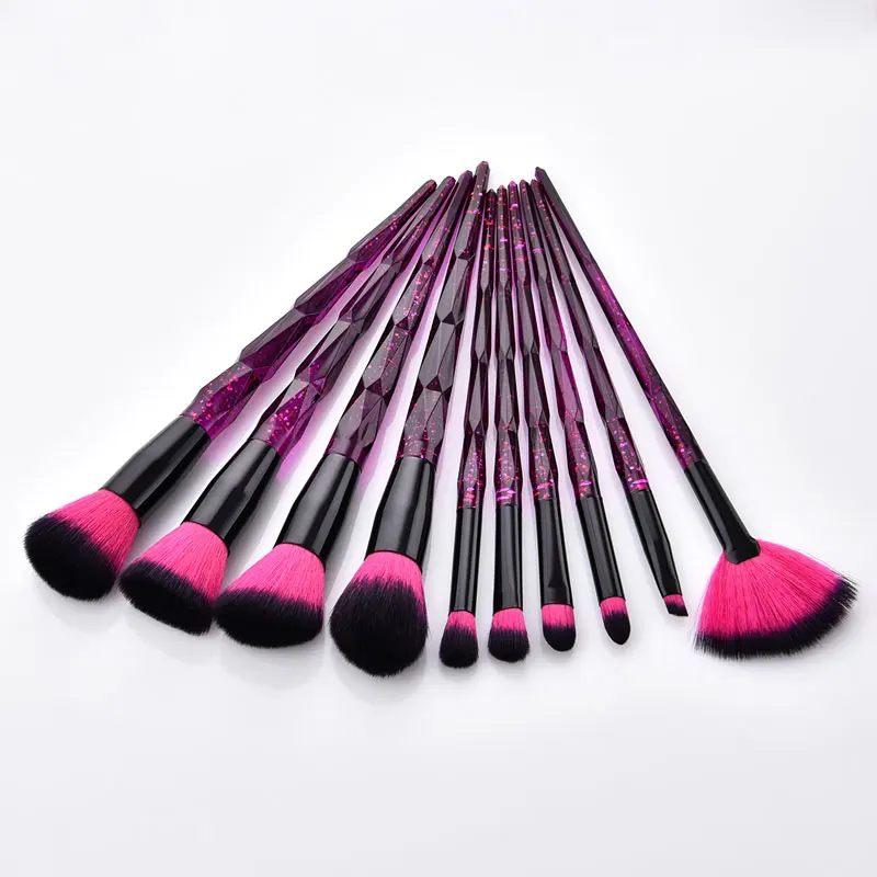 10 шт кисти для макияжа Набор Радуга звездное небо Make Up Brush инструменты из горного хрусталя Фонд глаз и губ тональный крем для лица кисти Unicorn Brush комплект - Handle Color: T-10-085