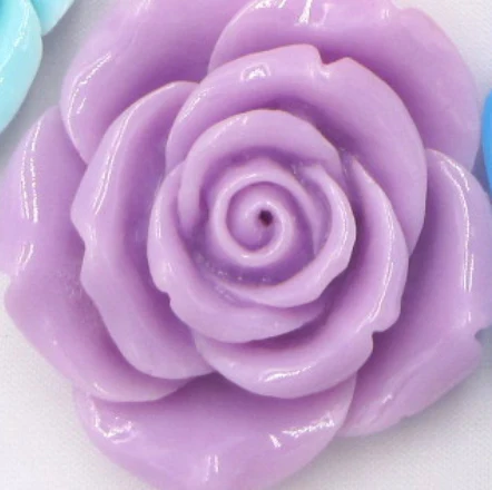 Light purple 50 шт./партия, с отверстием, 42 мм, смола, Роза яркого цвета, каваи, бусины для массивного ожерелья, Детские бусины для рукоделия для девочек - Цвет: Light purple