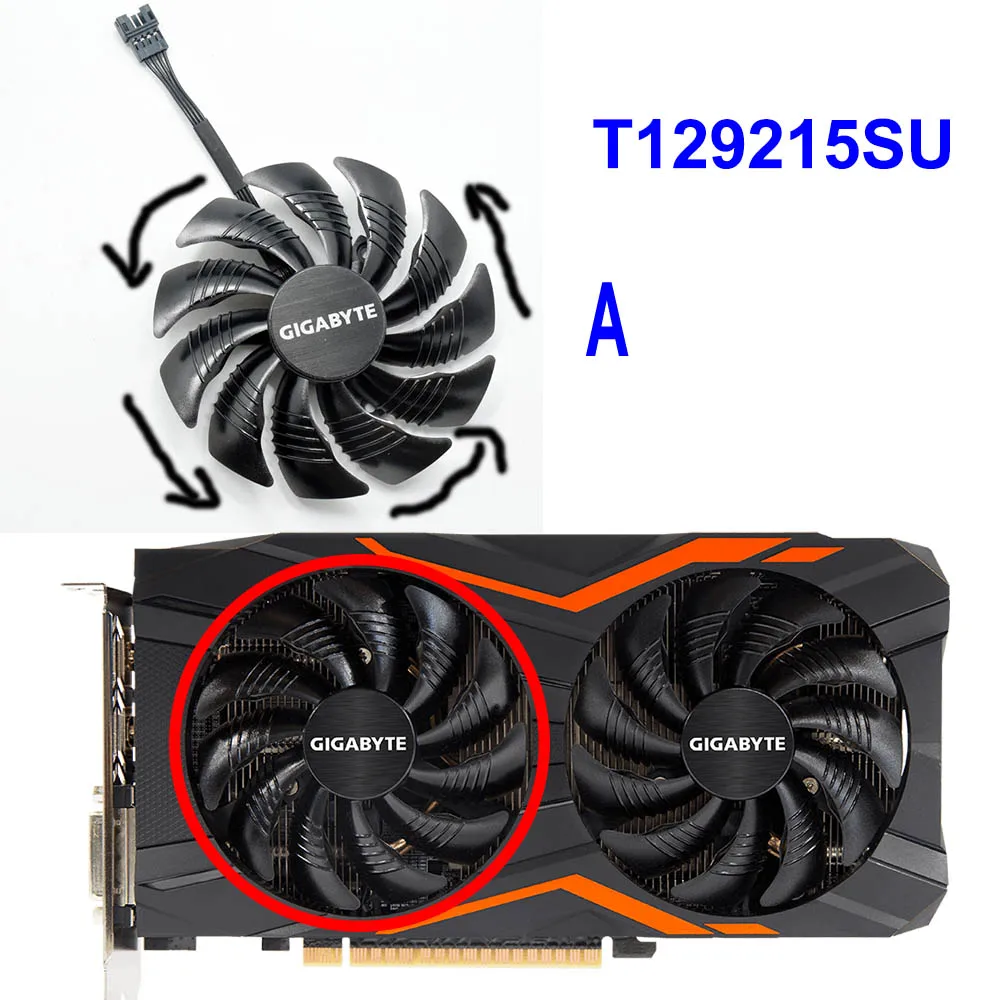 T129215SU A Для Gigabyte Geforce GTX 1050 1050TI 1060 1070 1070TI G1 Radeon RX 570 580 470 480 G1 Ga mi ng mi 88 мм охлаждающий вентилятор T129215SU - Цвет лезвия: T129215SU A