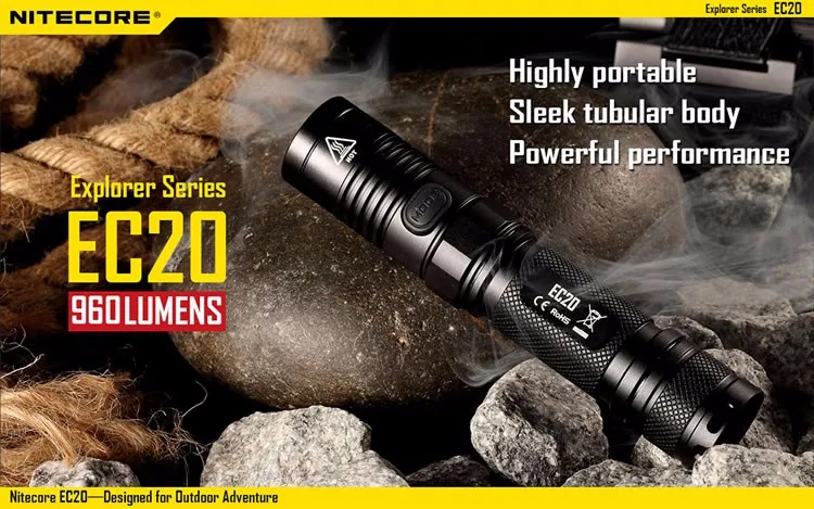 Topsale Nitecore EC20 CREE XM-L2 T6 светодиодный фонарик 960 люмен Водонепроницаемый 18650 портативный фонарь для походов и охоты
