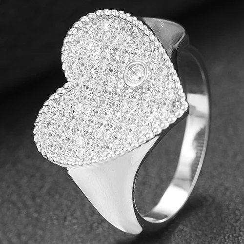 Silver GODKI модное кольцо в форме сердца, роскошное цветочное колесо, CZ кубический циркон, CZ Кольцо для женщин, Свадебные обручальные кольца в Дубае - Main Stone Color: Silver