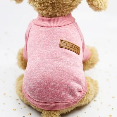 Pink Классическая одежда для собак, для маленьких, средних и больших собак, мягкая толстовка с Перро, костюм, зимняя теплая одежда для бульдога чихуахуа, одежда для домашних животных - Цвет: Pink