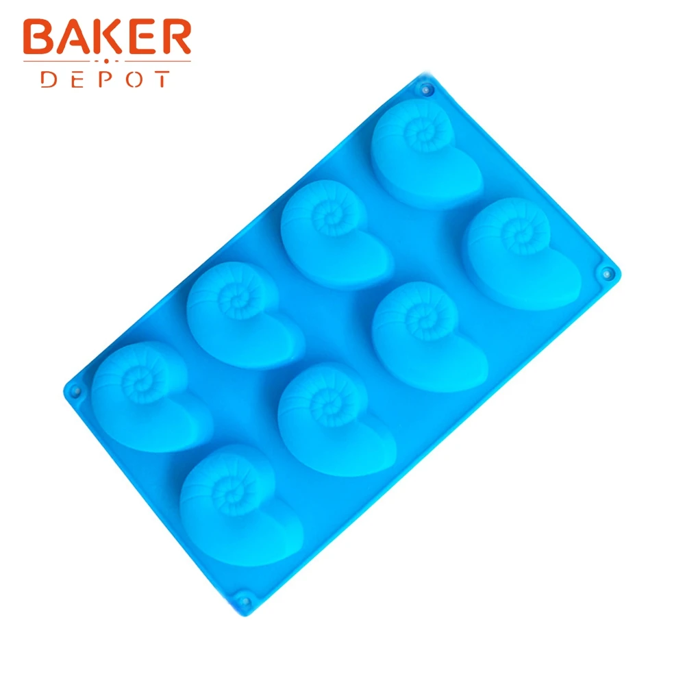 BAKER DEPOT силиконовая форма для торта шоколада в форме улитки хлеба jello форма для конфет 8 отверстий Бисквитное оборудование для выпечки DIY лоток для мыла льда