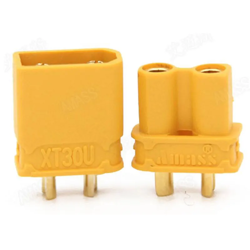

50Pairs/bag Amass XT30U 2mm Antiskid Plug Connector Male+Female 2mm Golden Connector / Plug Upgrade XT30