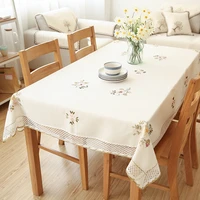 europe flowers tablecloth white hollow embroidered lace cotton linen dining table cloth wedding banquet tv cabinet cover cloth