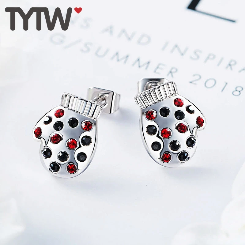 Женские серебряные серьги гвоздики TYTW с рождественским Санта Клаусом