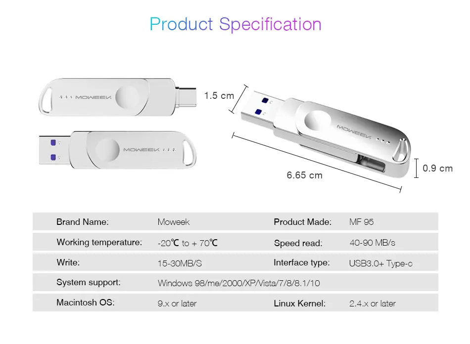 USB флеш-накопитель Moweek MF93, 128 ГБ, 64 ГБ, USB флеш-накопитель типа C, 32 ГБ, 16 ГБ, 8 ГБ, OTG, usb флешка, высокоскоростной флеш-накопитель USB 3,0