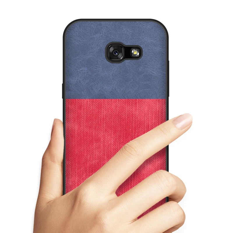 Case for Samsung A3 A5 2017 A320F A520F Soft TPU edge shockproof jeans PU leather back cover A7 A720F |