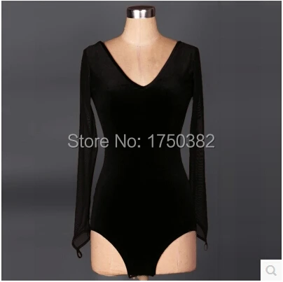 Костюм для латинских танцев зимний топ глубокий v образный вырез с длинными