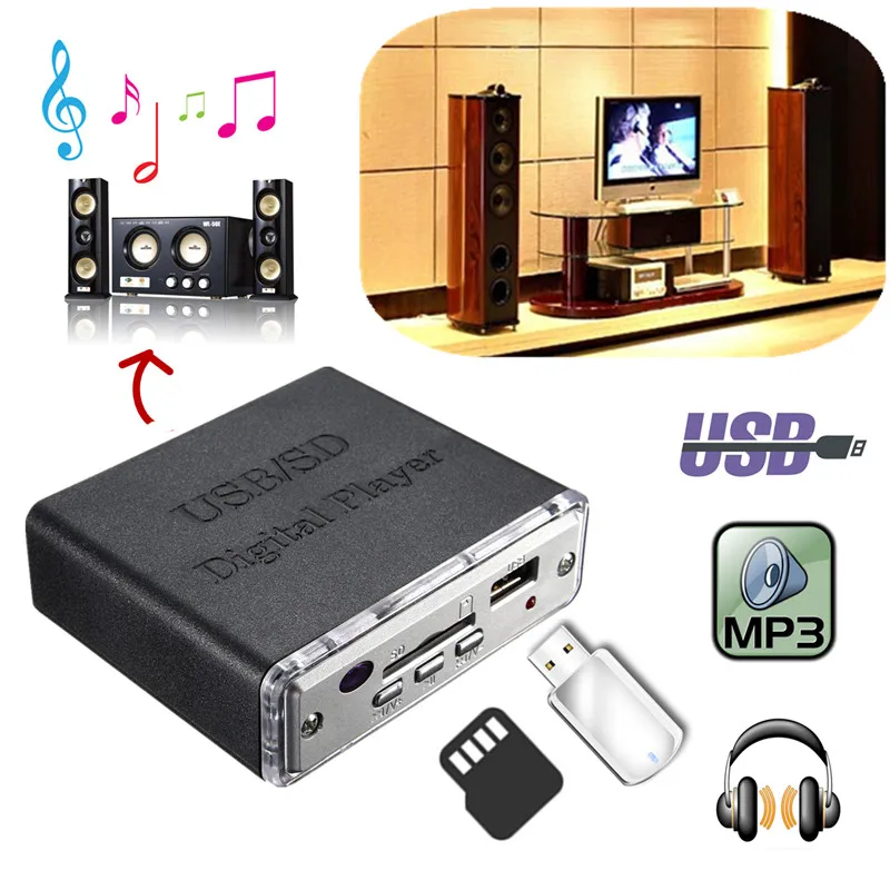 Портативный усилитель мощности 12 В MP3 SD USB аудиоплеер устройство для чтения с 3