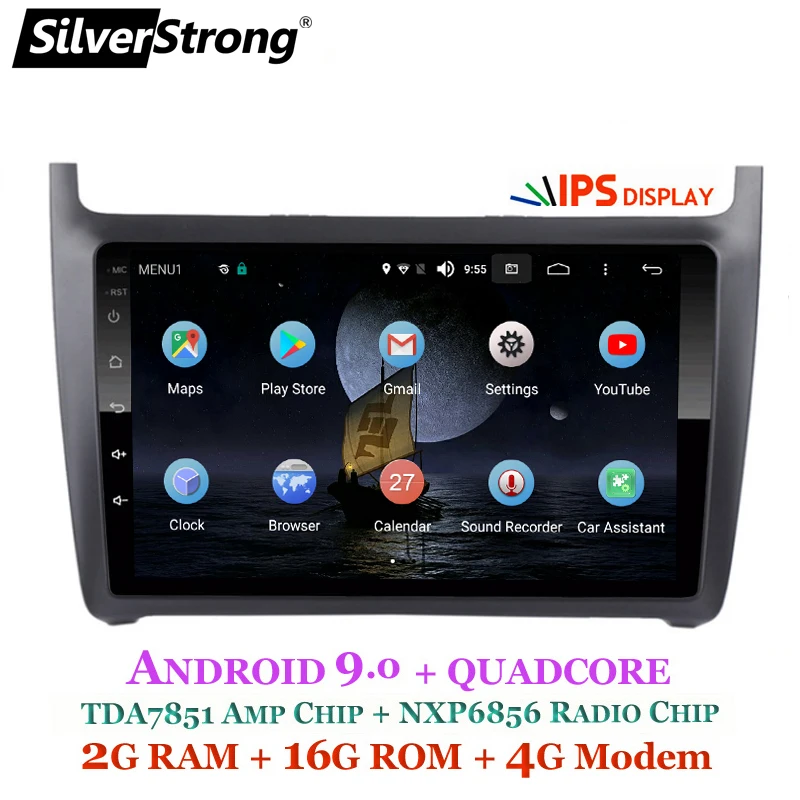 SilverStrong ips Android9.0 4G Автомобильный gps навигация для VolksWagen Polo Новый Android 9 0 2009 2010 2012 2013