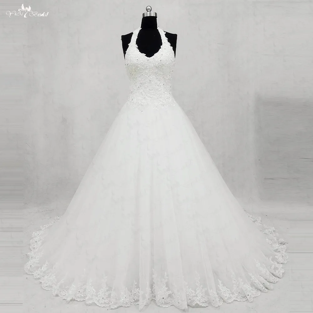 Простое и Элегантное свадебное платье трапециевидной формы с лямкой на шее RSW944 |