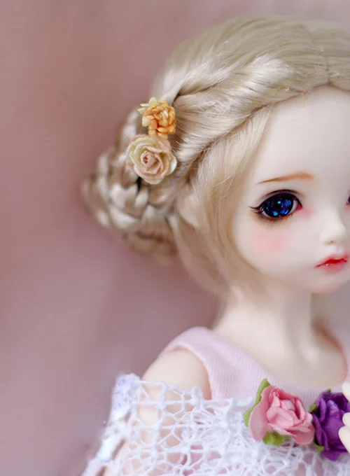 BJD кукла парики светло золотистый смешанный Updo имитация мохер для 1/8 пробор