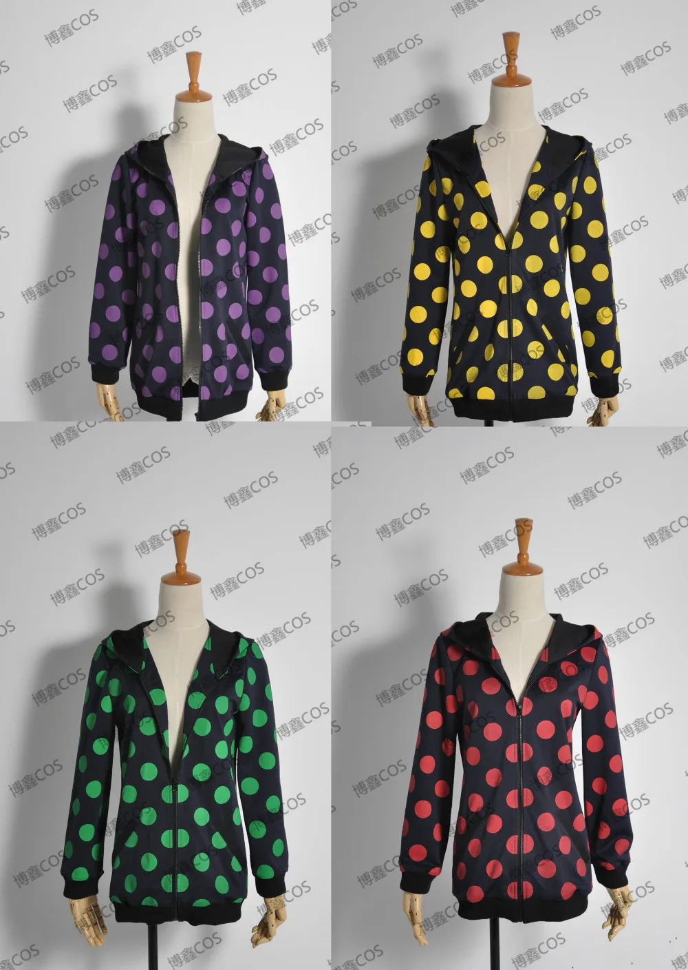 

Free! Iwatobi Swim Club,Rin Matsuoka ,red/yellow/purple/green Dot Jacket,Hoodie Cosplay Costume,Size can be Customized 11