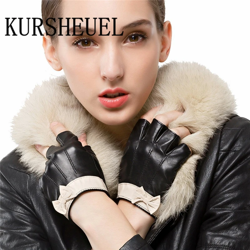 KURSHEUEL Женские кожаные перчатки без пальцев для езды на мотоцикле фитнеса