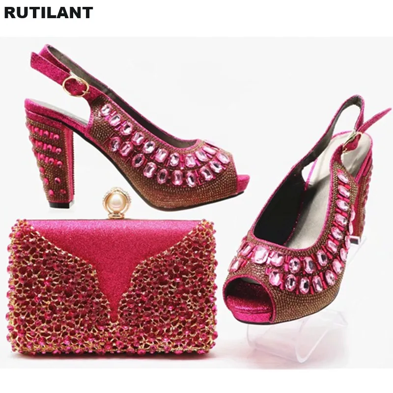 Новое поступление итальянский комплект из туфель и сумочки для вечеринки