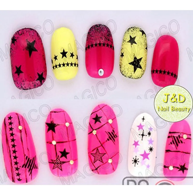 24 шт. наклейки для дизайна ногтей в виде черной звезды | Красота и здоровье