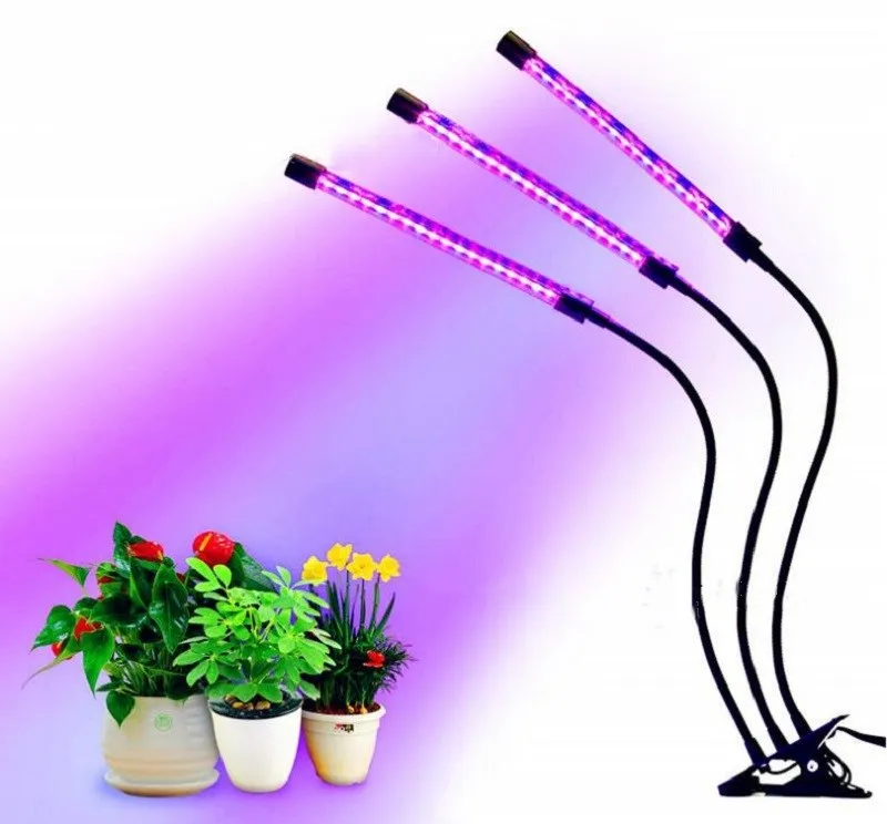 Triple Head-30W Светодиодный Grow светильник 30 Вт тройной 3 головы лампы для растений Функция времени с регулируемой яркостью 360 градусов гибкий зажим Настольная лампа парниковых роста светильник - Испускаемый цвет: Triple Head-30W