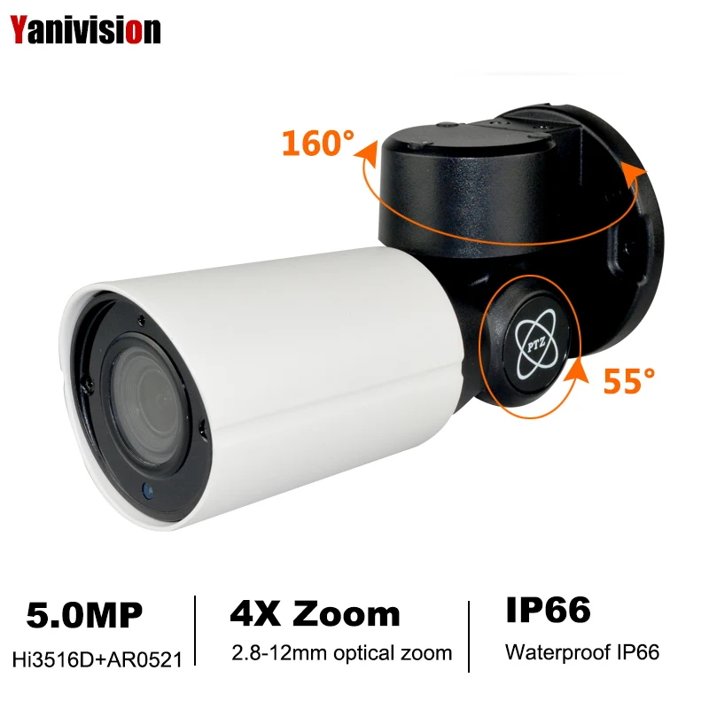 POE 5.0MP 4.0MP Мини PTZ IP камера H.265 открытый 4X оптический зум ИК 50 м P2P CCTV безопасности Onvif Водонепроницаемый CCTV