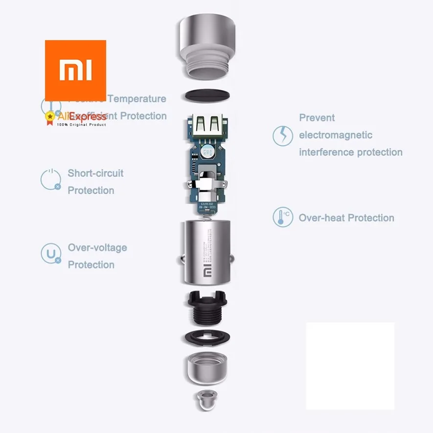 Xiaomi Mi автомобиля зарядное устройство 2 in 1 двойной USB порты и разъёмы адаптер