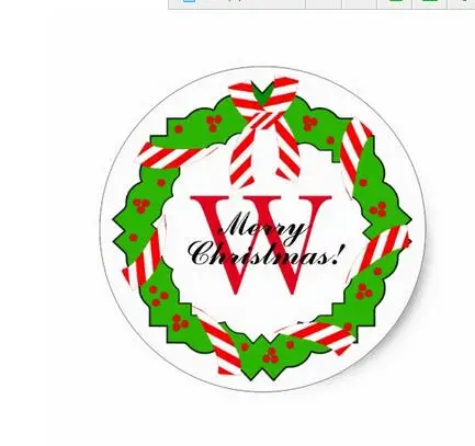

1.5inch CHIC STICKER_CHRISTMAS WREATH #1 ON WHITE CLASSIC ROUND STICKER
