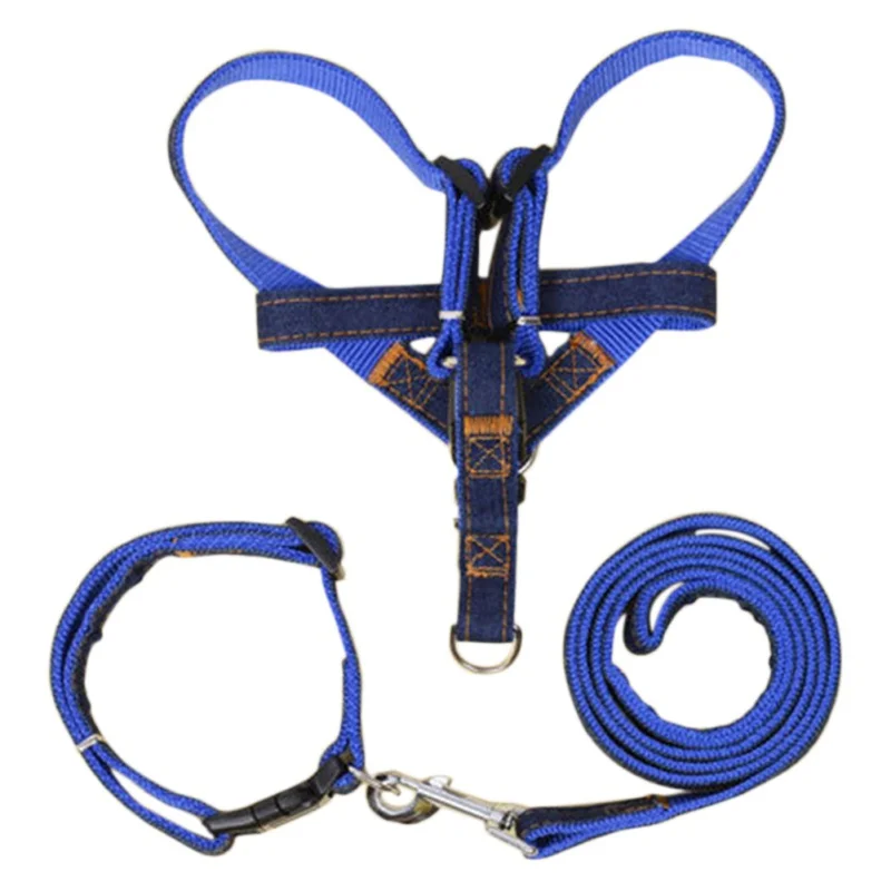 Модный джинсовый и нейлоновый поводок для собак ошейник щенков + комплекты